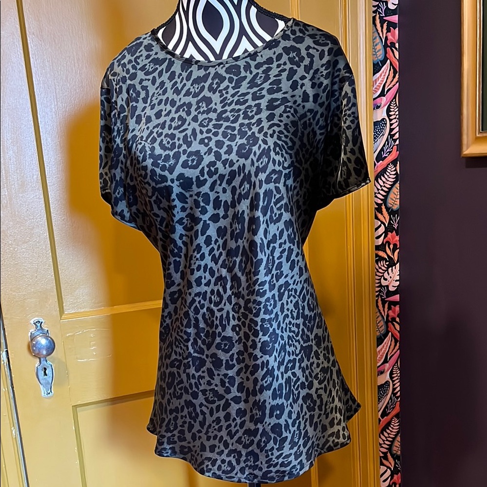 Express Green Leopard Print Blouse